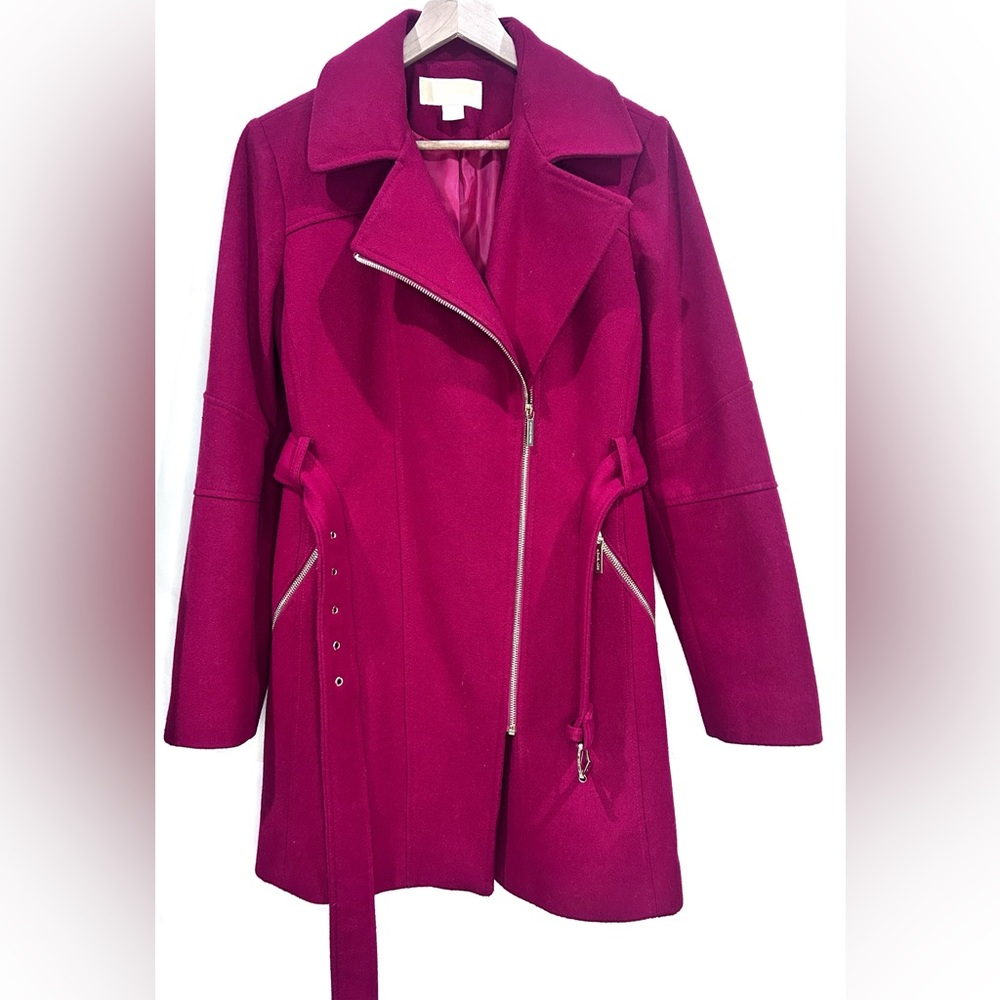 Michael Kors Magenta Asymmetrical Peacoat